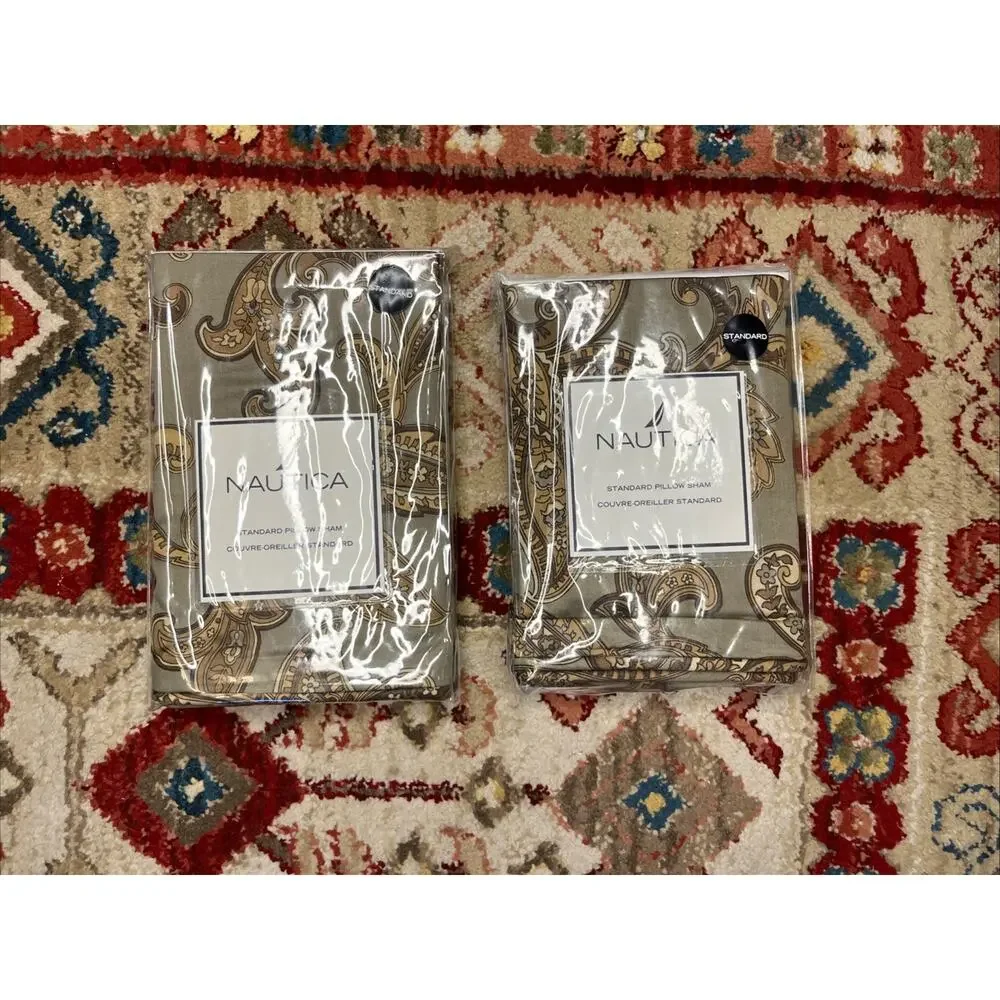 NEW Nautica Ludlow Standard Pillow Sham Couvre-Oreiller Standard LOT of 2